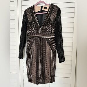 Bardot Knee Length Black Bodycon Dress Size M/8